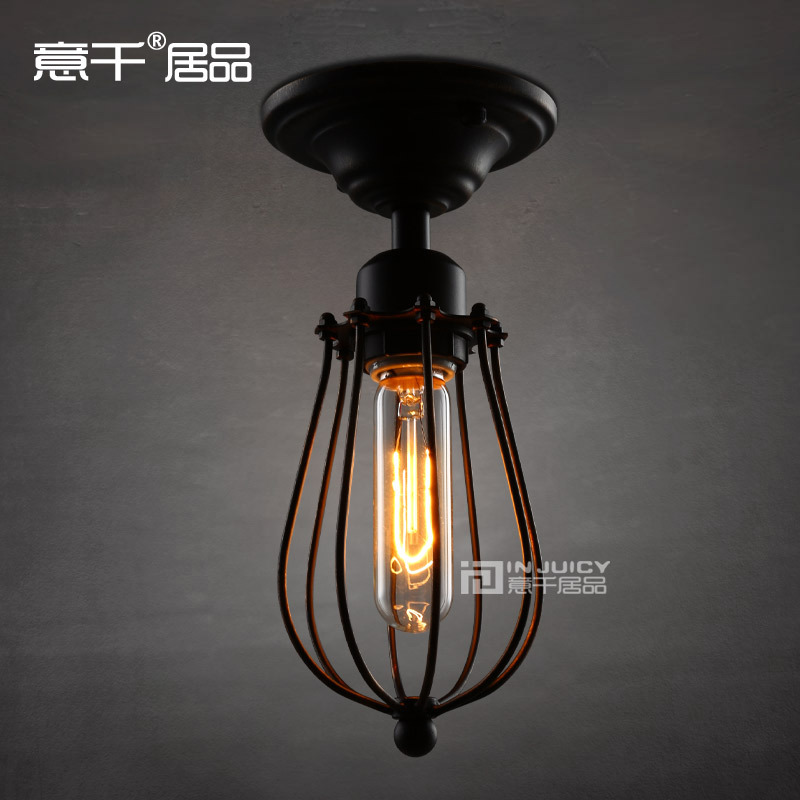 edison vintage style industrial black rust mini wire cage ceiling light with t10 bulb for cafe bar hall coffee shop