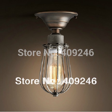 edison vintage style industrial black rust mini wire cage ceiling light with t10 bulb for cafe bar hall coffee shop