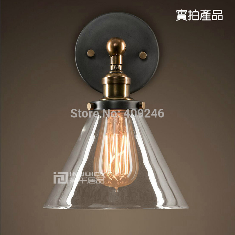 edison vintage style transparency crystal glass light loft industrial wall lamp cafe bar