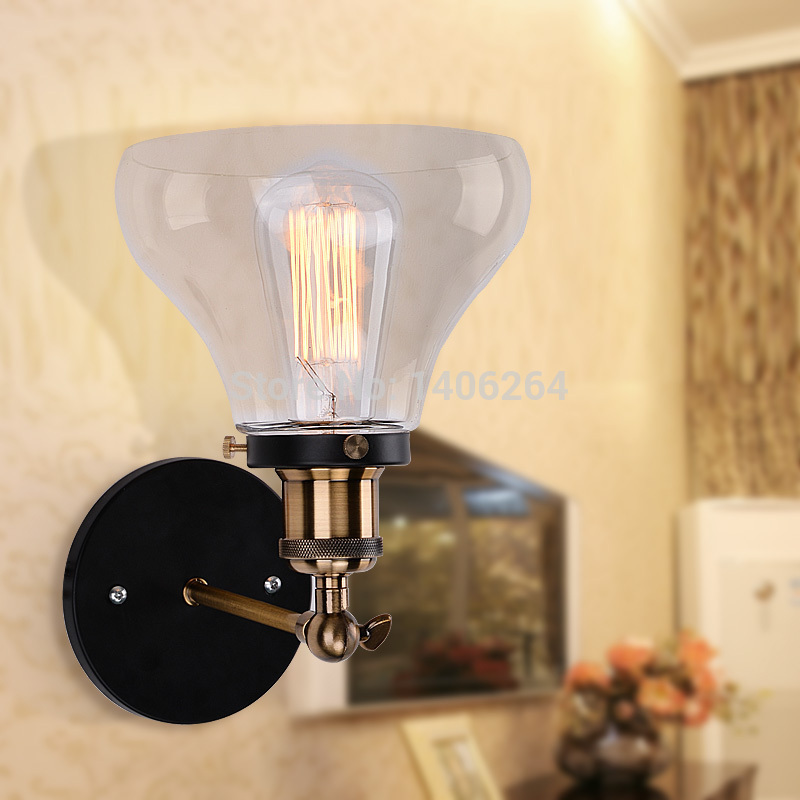 industrial edison old fashion simplicity glass wall light sconce metal base cap for cafe bar hall club bedside store home decor