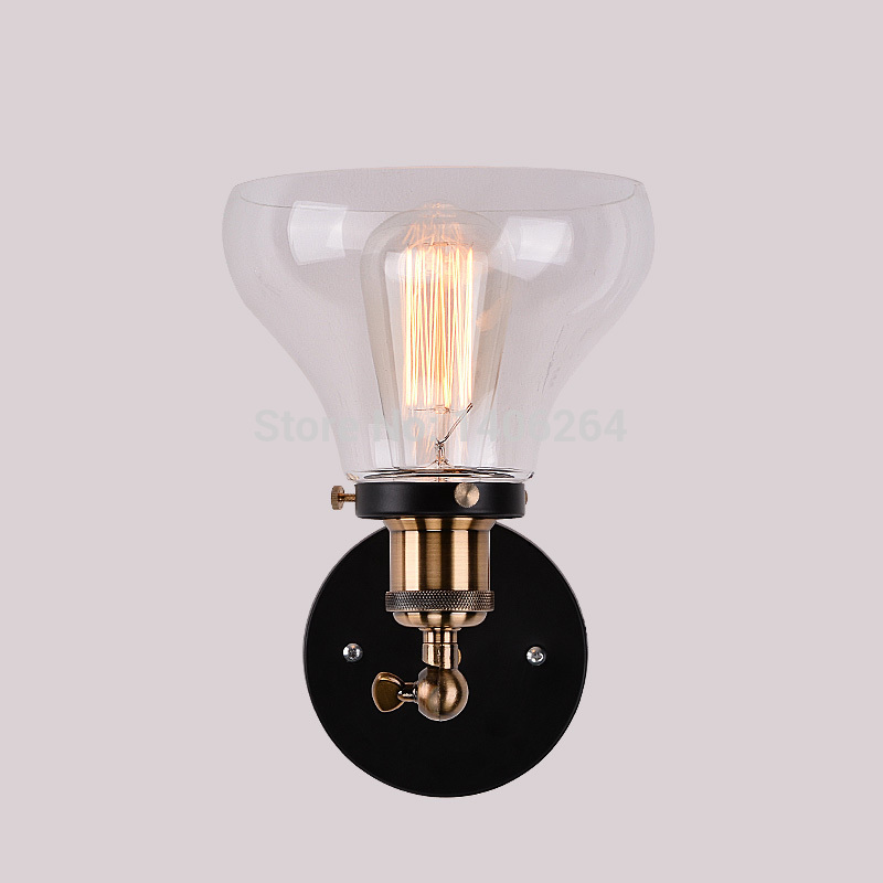 industrial edison old fashion simplicity glass wall light sconce metal base cap for cafe bar hall club bedside store home decor