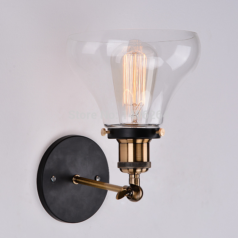 industrial edison old fashion simplicity glass wall light sconce metal base cap for cafe bar hall club bedside store home decor