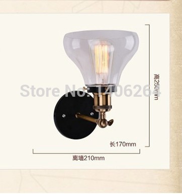 industrial edison old fashion simplicity glass wall light sconce metal base cap for cafe bar hall club bedside store home decor