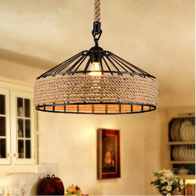 industrial hemp rope chandelier dining room pendant lamps fixture lamp shade new