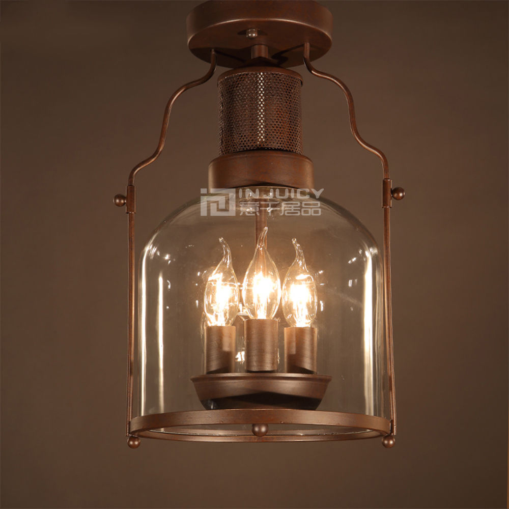 injuicy ligthing loft vintage industrial led rust glass loft cafe bar restaurant bedroom ceiling lamp light droplight decor