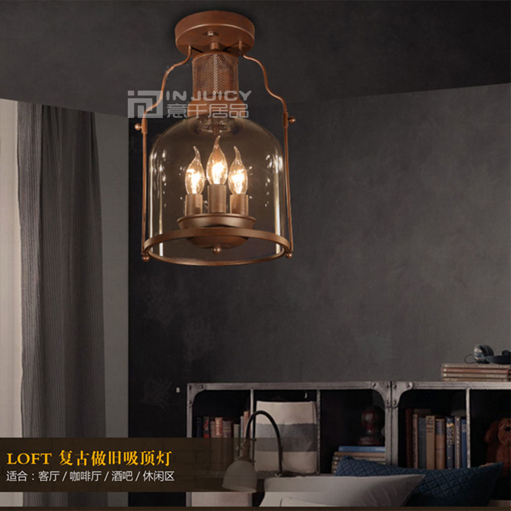 injuicy ligthing loft vintage industrial led rust glass loft cafe bar restaurant bedroom ceiling lamp light droplight decor