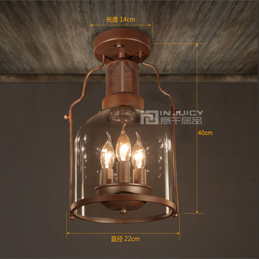 injuicy ligthing loft vintage industrial led rust glass loft cafe bar restaurant bedroom ceiling lamp light droplight decor