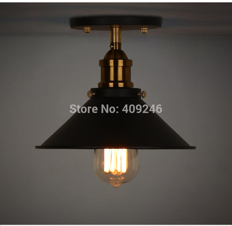 loft 8.7 inch vintage industrial e27 edison retro metal ceiling light american iron semi flush mount painted finish ceiling lamp