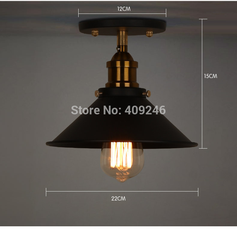 loft 8.7 inch vintage industrial e27 edison retro metal ceiling light american iron semi flush mount painted finish ceiling lamp