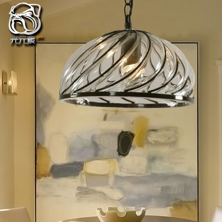 loft crystal clear dysmorphism glass iron light ceiling lamp cafe dining bar aisle dining room restaurant coffee shop