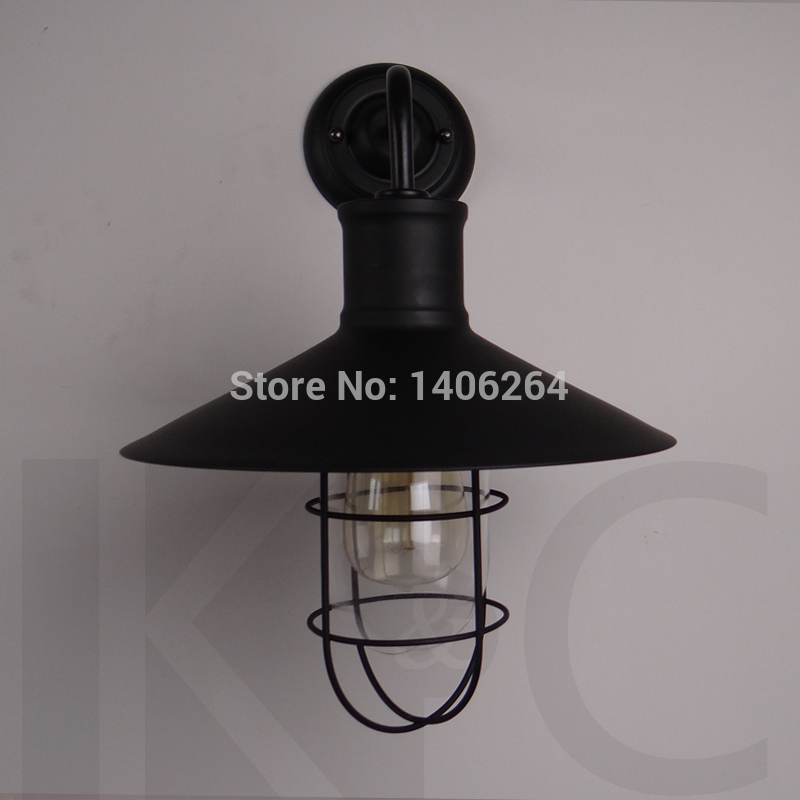 loft edison industrial black/white wrought iron glass wall lamp for restaurant cafe bar store hall club coffee shop decor