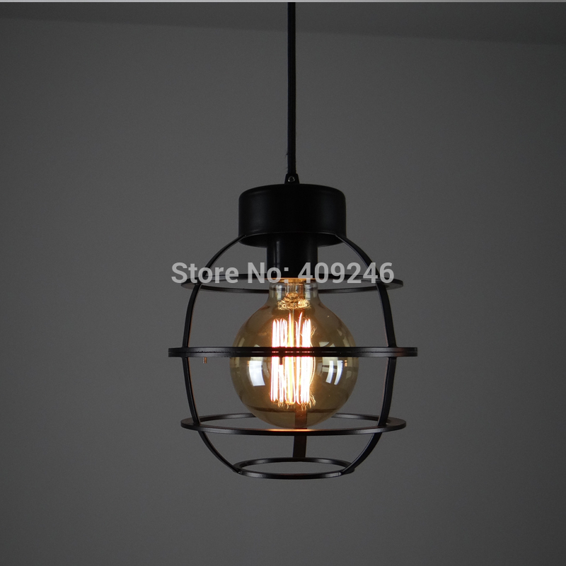 loft edison industrial vintage wrought iron metal circle pendant lights retro e27 base cafe shop pendant lamps black droplight