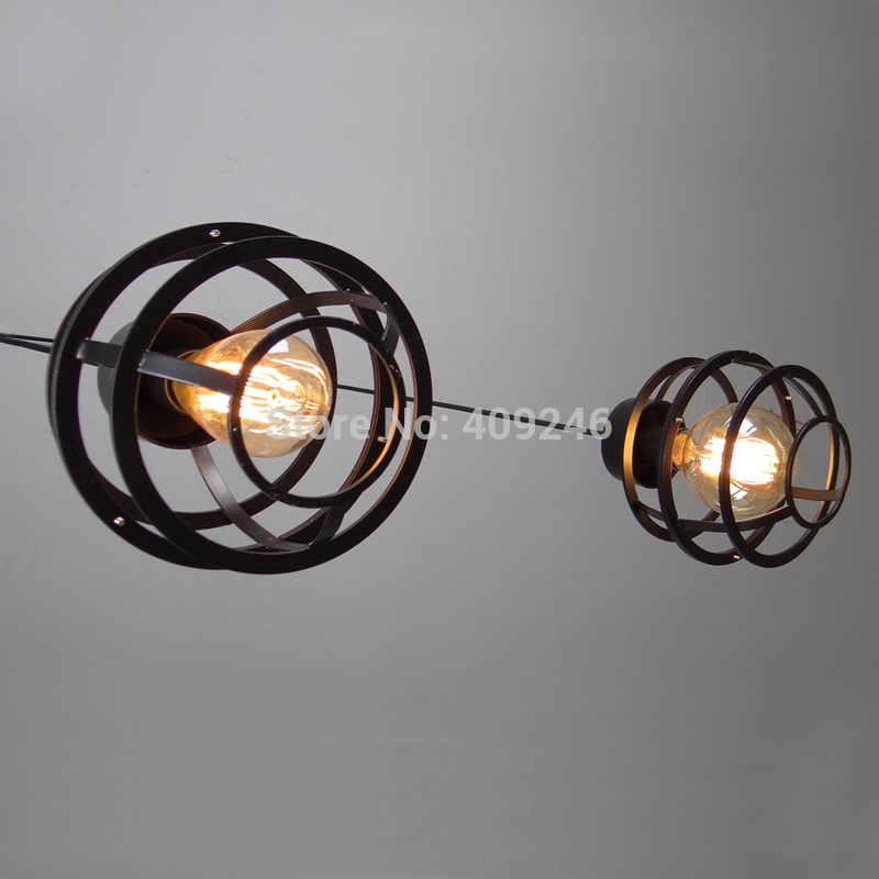 loft edison industrial vintage wrought iron metal circle pendant lights retro e27 base cafe shop pendant lamps black droplight