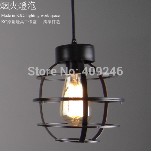 loft edison industrial vintage wrought iron metal circle pendant lights retro e27 base cafe shop pendant lamps black droplight