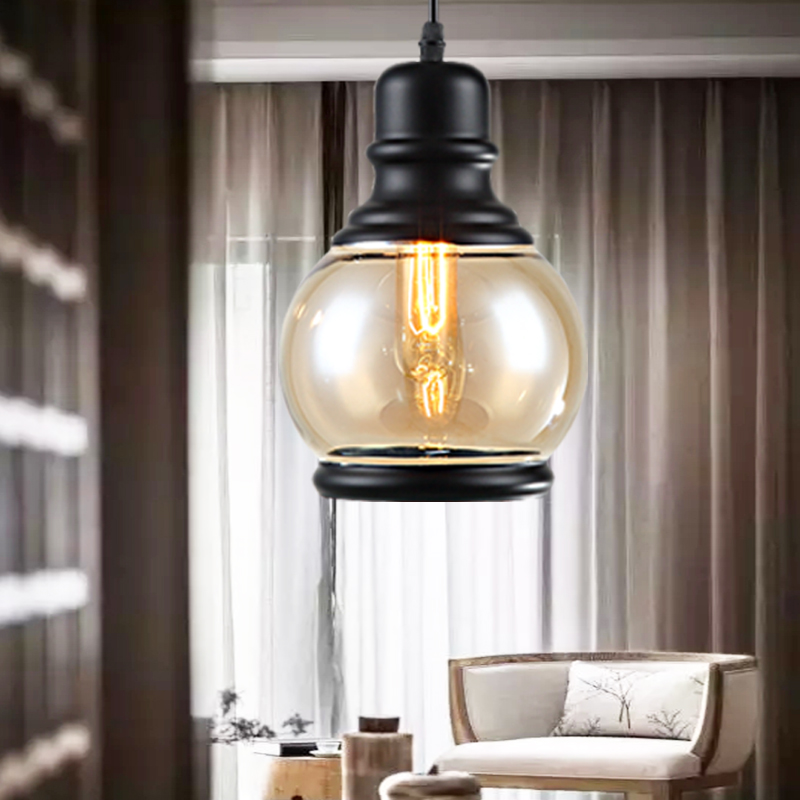 loft edison vintage retro cystal glass black iron light ceiling lamp cafe dining bar el club coffe shop store restaurant