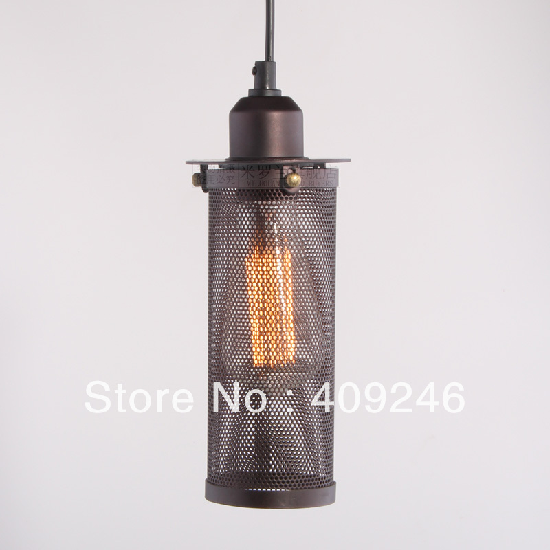 loft industrial edison vintage metal iron grid 1-light pendant lamp lights for cafe bar hall dining room restaurant droplight