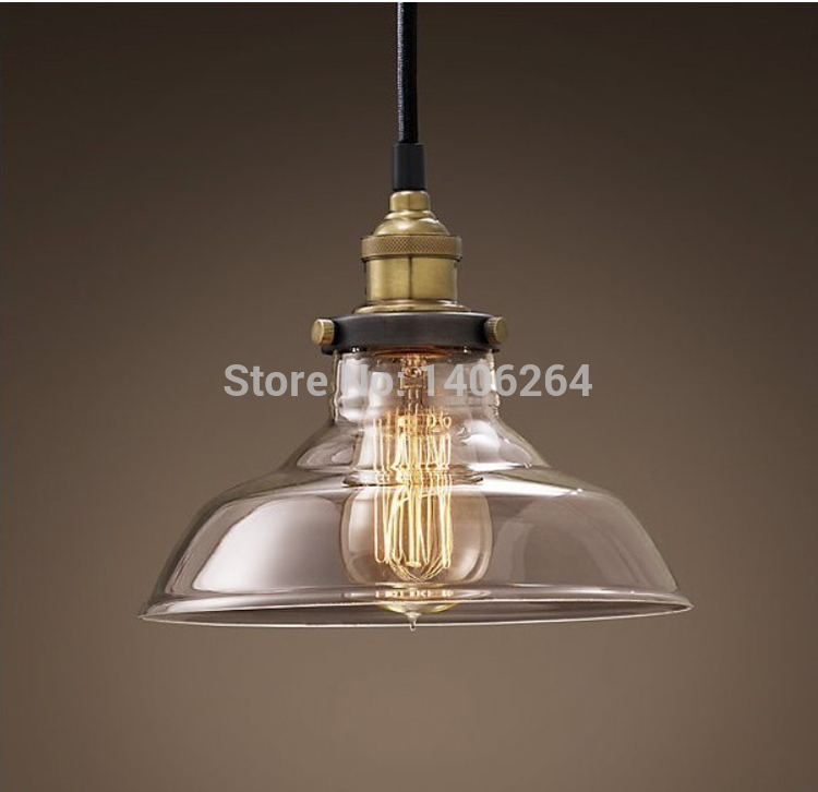 loft retro vintage edison industrial 1-light glass bowl pendant lamp cafe bar coffee shop hall store club bedside