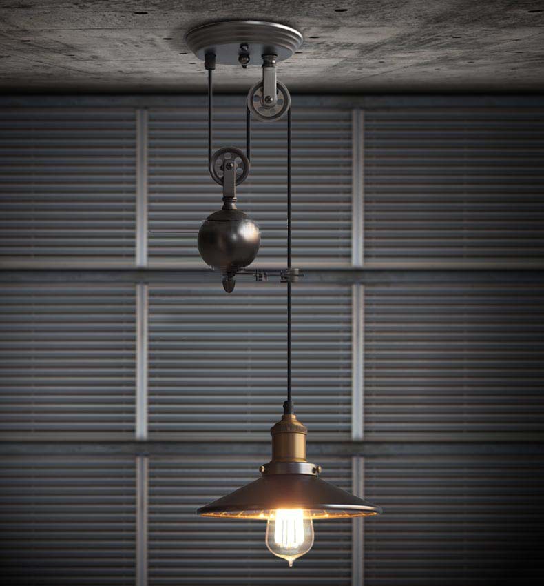 loft rh edison industrial wind mirror pulley lifting pendant ceiling lamp