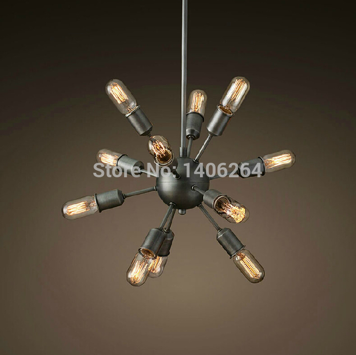 loft rural vintage industrial 12 head artificial satellite iron spider edison pendant lamps lights for hallway store club cafe