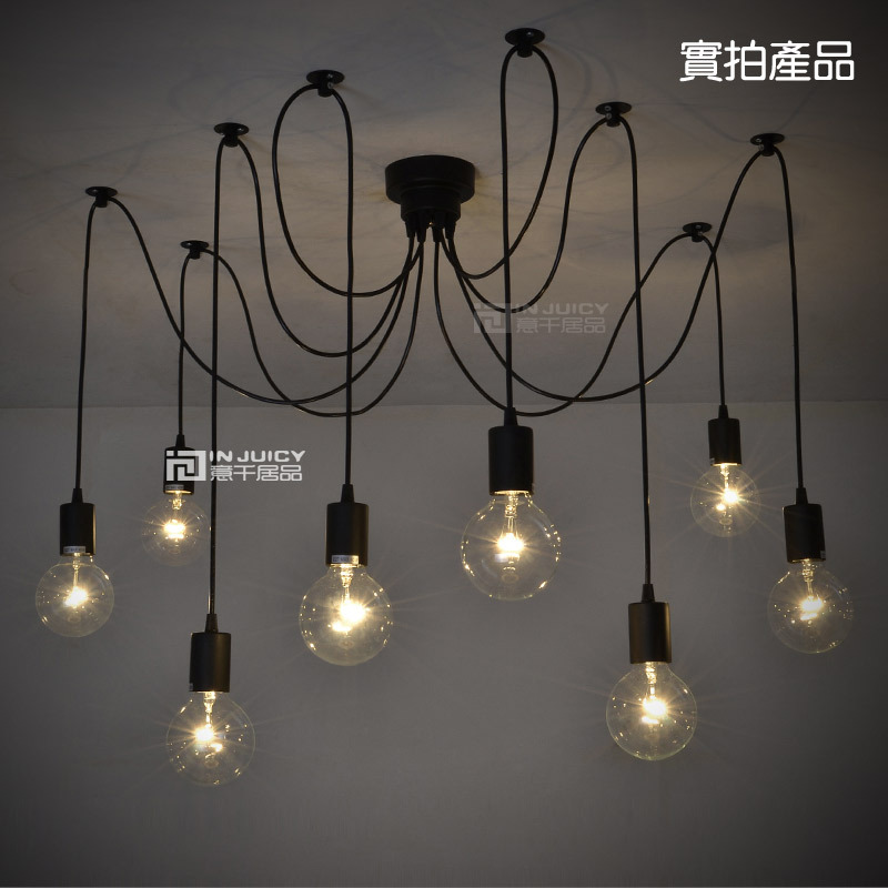 loft vintage remote control edison metal wrought iron pendant lamp spider cafe club gallery shop store pendant lights fixtures