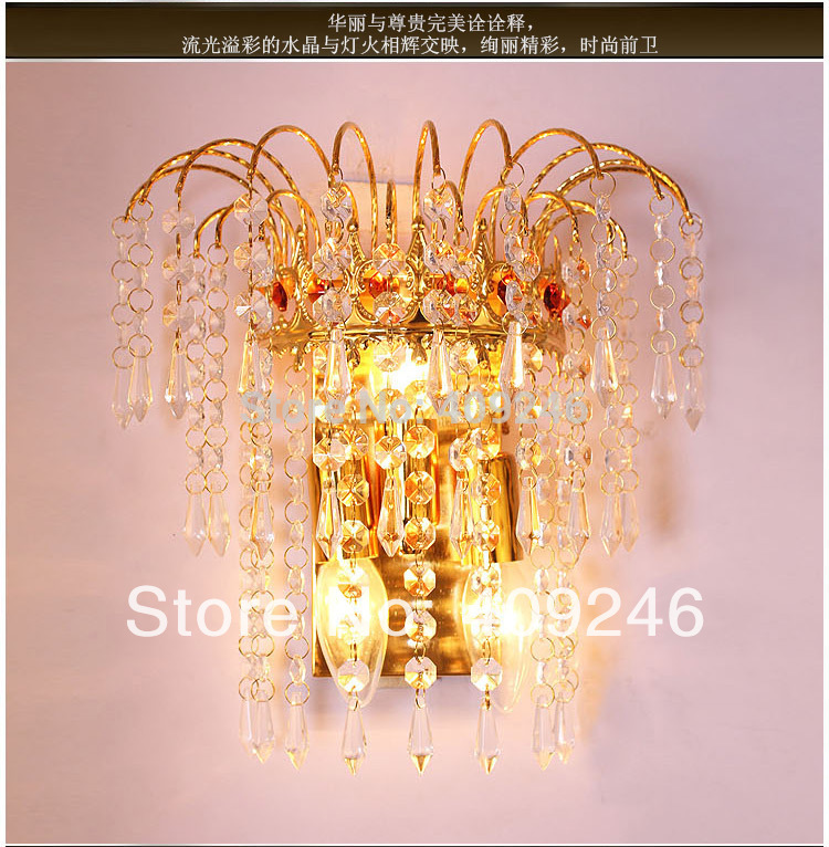 luxury k9 crystal wall hall bedroom lighting porch lamp aisle corridor 2xe14 led