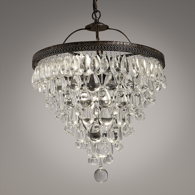 luxury vintage loft water droplight k9 crystal ceiling light pendant lamp chandelier cafe bar