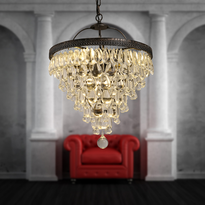 luxury vintage loft water droplight k9 crystal ceiling light pendant lamp chandelier cafe bar