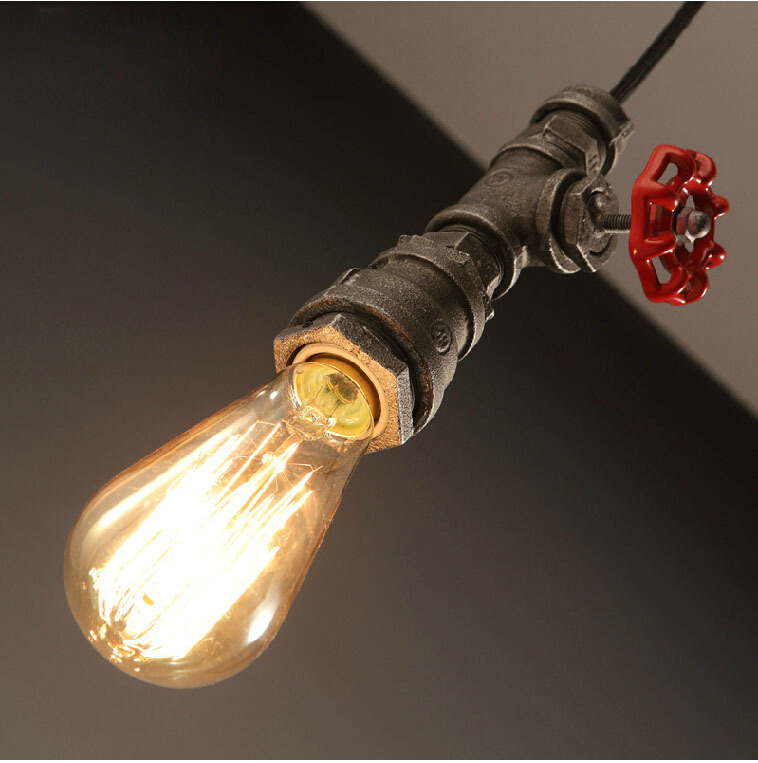 metal water pipe edison industrial vintage droplight ceiling lamp pendant loft for bar hall coffee shop club store restaurant