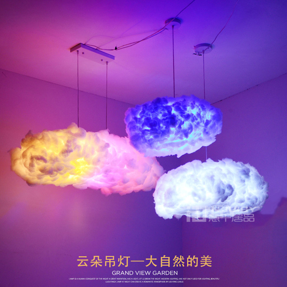 modern led cotton cloud pendant lights fixture ceiling hanging lamps shades for girls children's rooms living room bedrooms deco