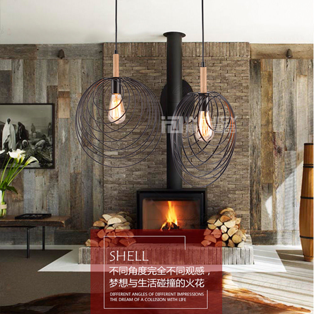 nordic iron shell loft corridor led ceiling chandelier pendant lamp droplight lighting hall cafe bar restaurant bedroom decor