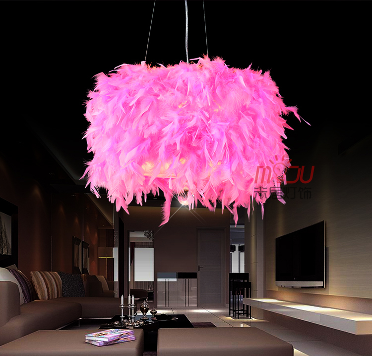 princess coloful feather crystal droplight beautiful romantic marriage pendant lamp for bedroom clothing store cafe bar dining