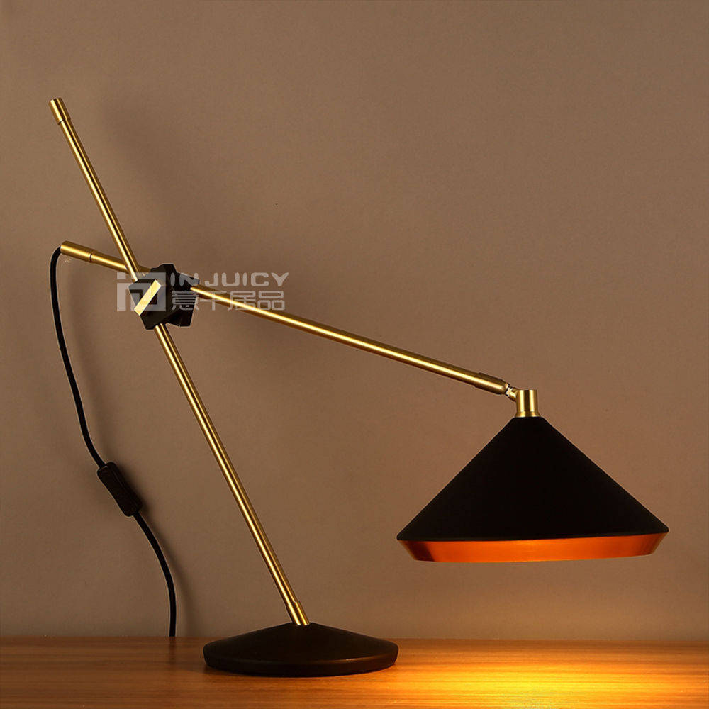 retro e27 led iron bedroom adjustable eyesafe table desk lamp light coffee shop decor black/white