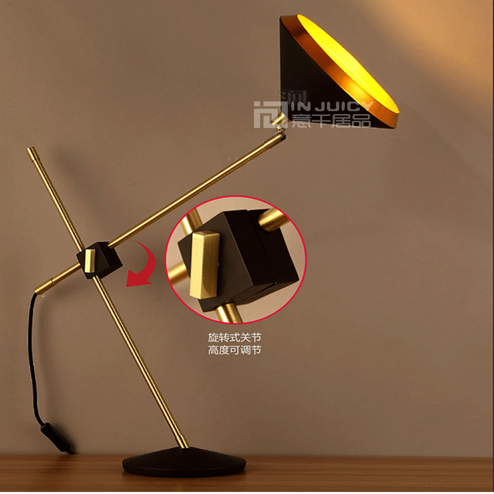 retro e27 led iron bedroom adjustable eyesafe table desk lamp light coffee shop decor black/white