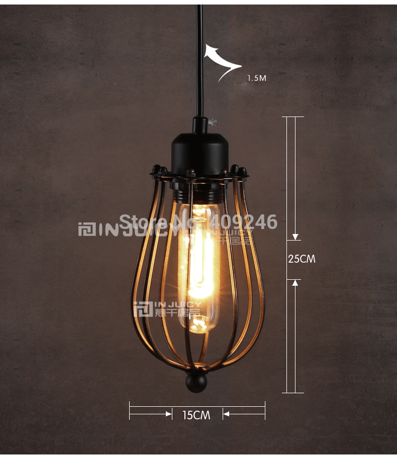 retro industrial edison cage wrought iron pendant lights fixtures vintage rusty cafe hall club bedroom pendant lamp droplight