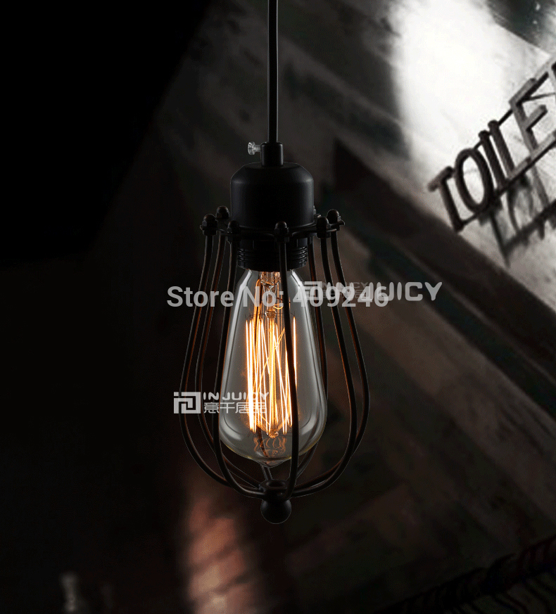 retro industrial edison cage wrought iron pendant lights fixtures vintage rusty cafe hall club bedroom pendant lamp droplight