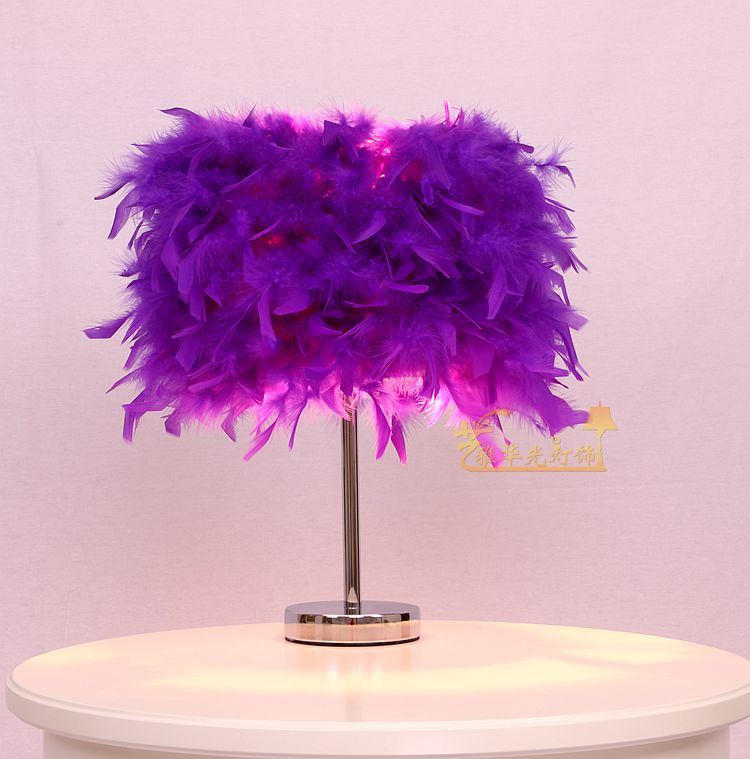 romantic colourful feather shade metal vintage antique elegant table lamp bedside desk light home bedroom reading lamp princess