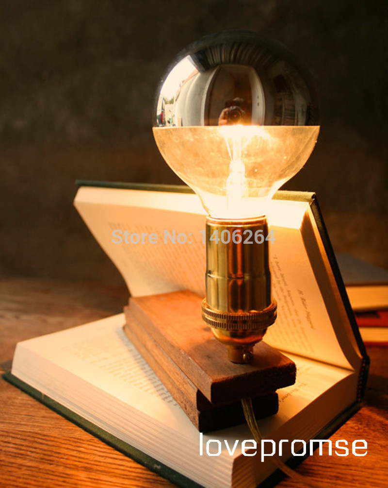 rotate 360 degrees edison retro style wooden decoration desk lamp table light cafe bar coffee shop bedside store shop club