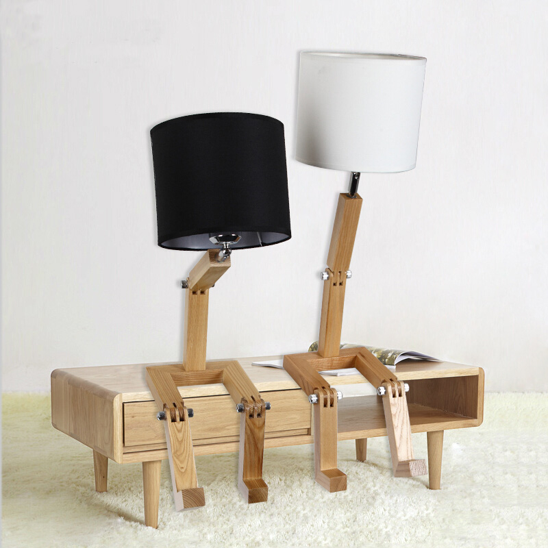 simple loft robot fold industrial table light edison desk wood man lamp cafe club coffeshop bedroom beside reading lamp