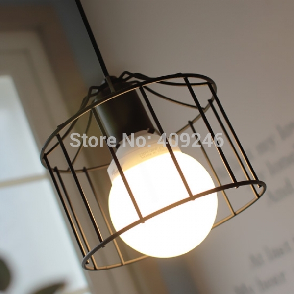 simple vintage style industrial hanging light mini pendant cage wire lamp guard black for cafe bar dining room bedside club