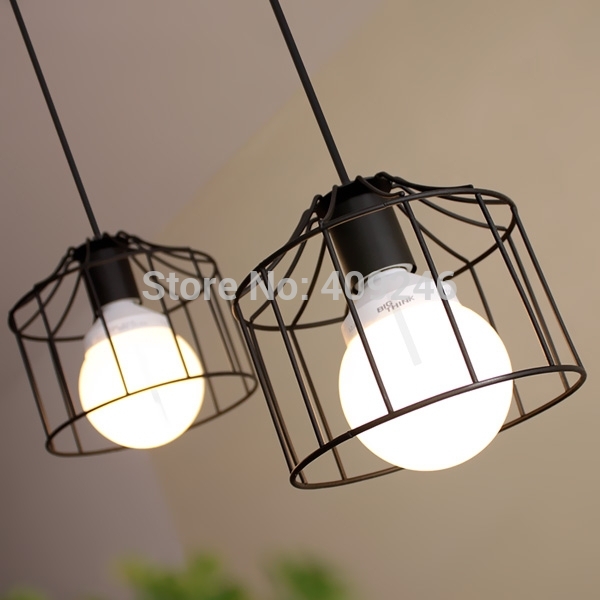 simple vintage style industrial hanging light mini pendant cage wire lamp guard black for cafe bar dining room bedside club