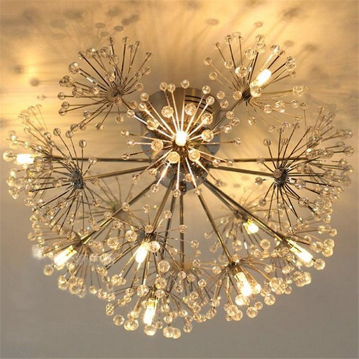 snow star modern circular k9 crystal dandelion led ceiling light sitting room dining-room corridor light (g4 bulb)