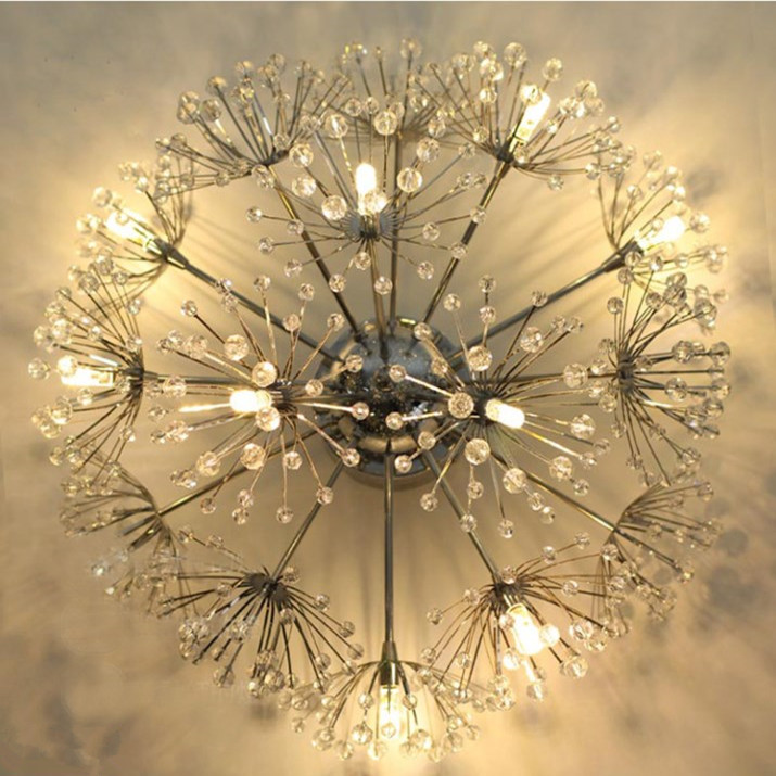 snow star modern circular k9 crystal dandelion led ceiling light sitting room dining-room corridor light (g4 bulb)