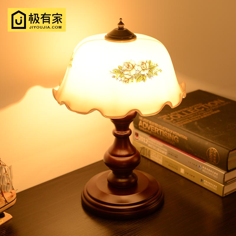 vintage classical solid wood dimmer table lamp american bedroom study reading lamp for bedroom bedside cafe bar club coffee shop