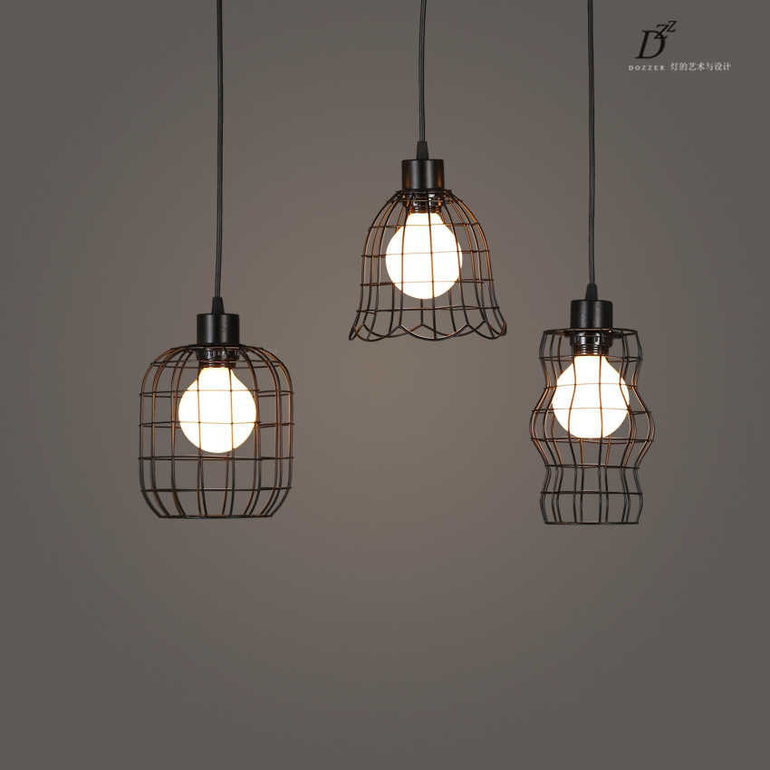 vintage industrial loft edison cages led metal wrought iron pendant lights fixtures dining room gallery pendant hanging lamps