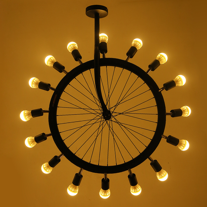 vintage industrial tyre ferris wheel wrought iron led pendant lamps lights fixtures cafe club bar metal pendant lighting gift