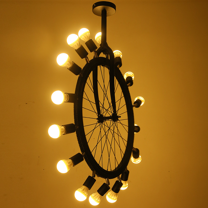 vintage industrial tyre ferris wheel wrought iron led pendant lamps lights fixtures cafe club bar metal pendant lighting gift