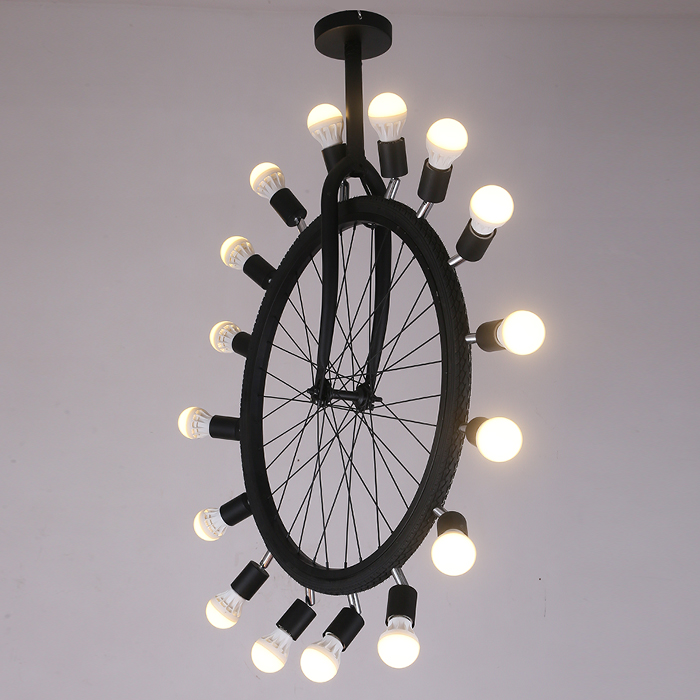 vintage industrial tyre ferris wheel wrought iron led pendant lamps lights fixtures cafe club bar metal pendant lighting gift