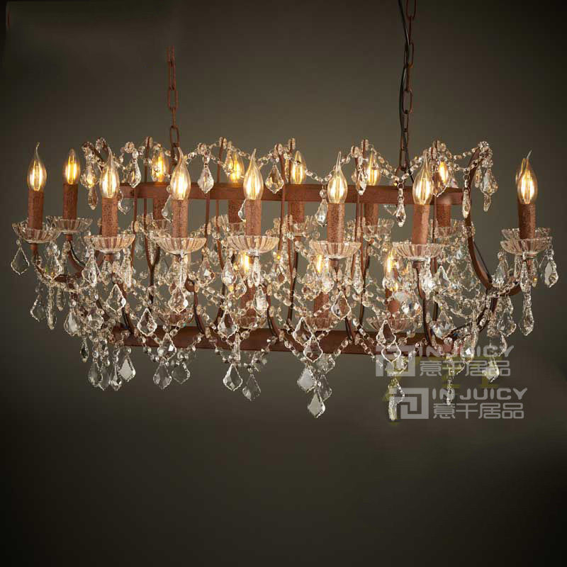 vintage retro iron crystal villa engineer loft light ceiling lamp droplight chandelier corridor bedroom home hall club decor new