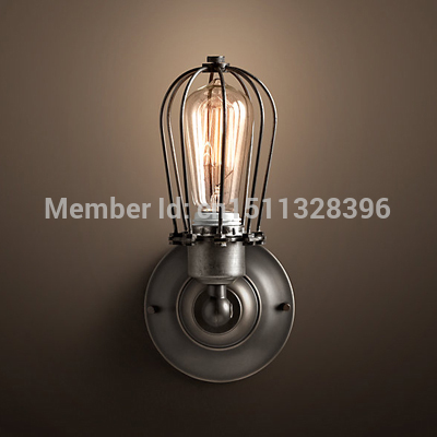 vintage style edison nordic industrial black rust iron cage wall light sconce lamp for cafe bar hall coffee shop club store