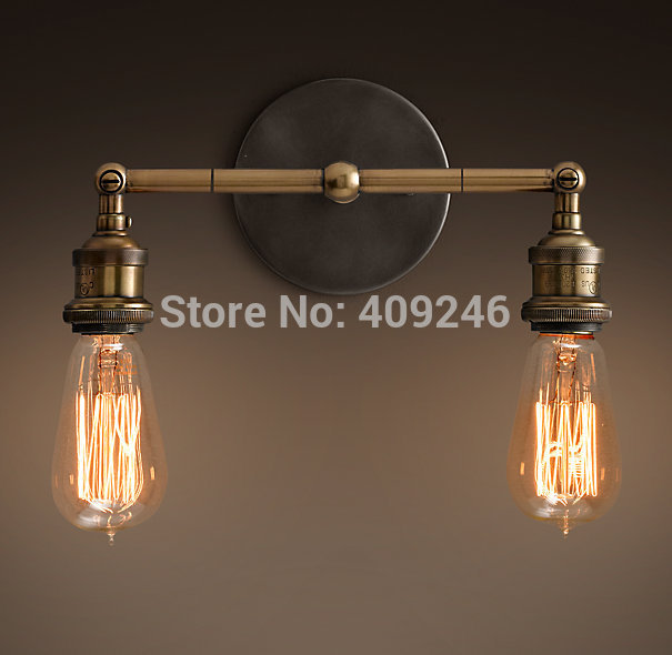 vintage style industrial double edison wall mirror lamp light copper holder cafe bar club aisle bedroom